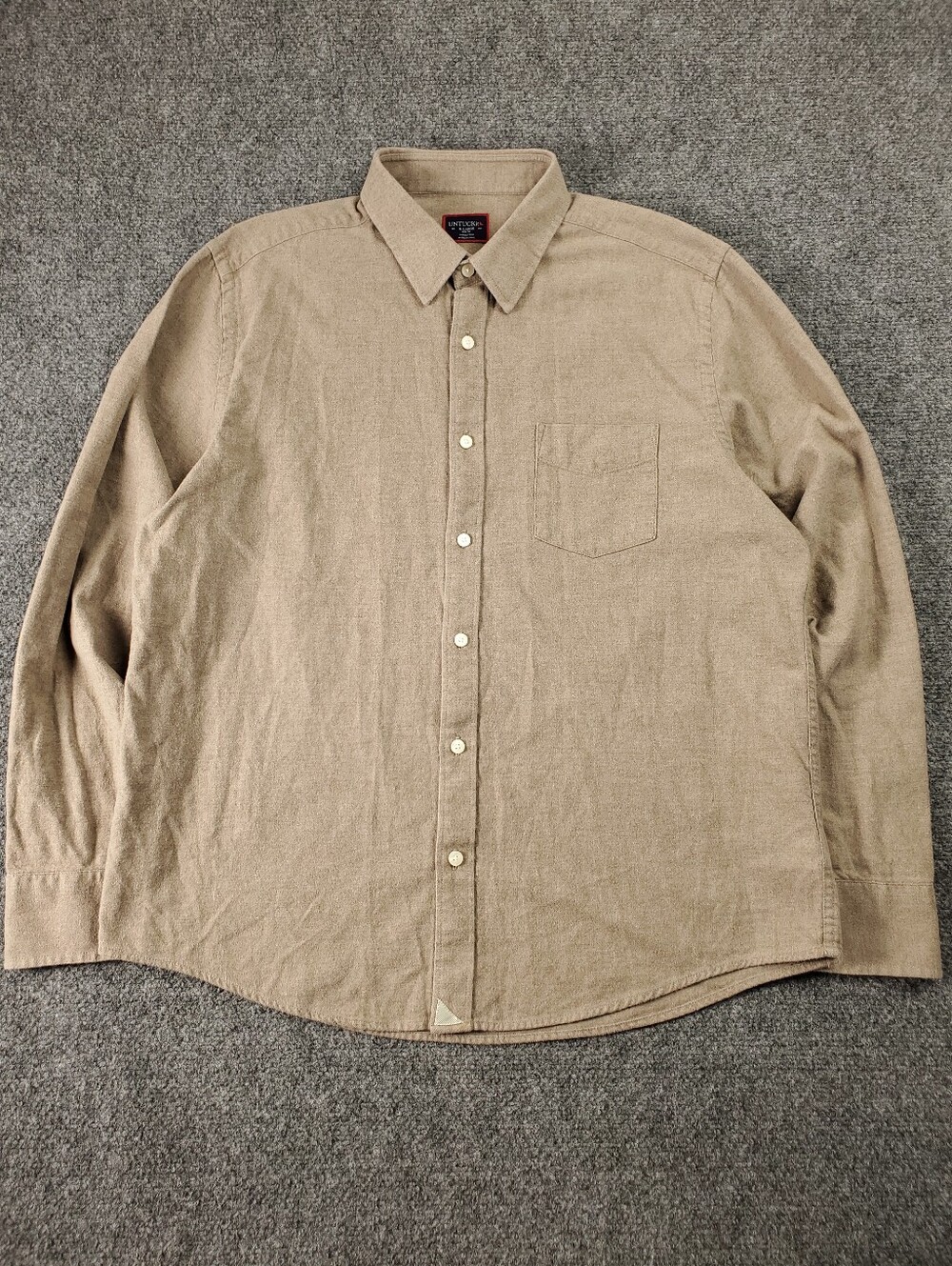 UNTUCKit Sherwood Button Up Shirt XL Slim Fit Flannel Tan Beige Smart Casual - Picture 2 of 10